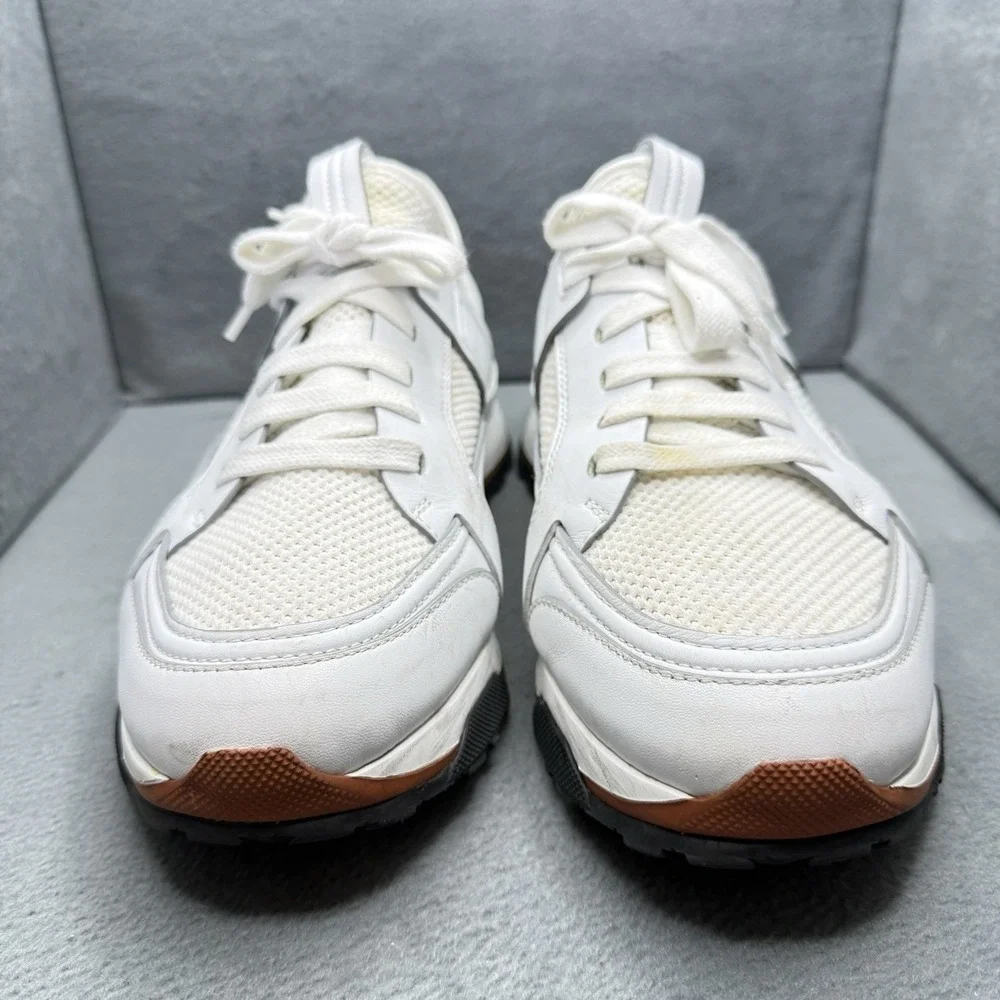 Ermenegildo Zegna Siracusa Men's US 11 White Leather Mesh Sneakers Made in Italy